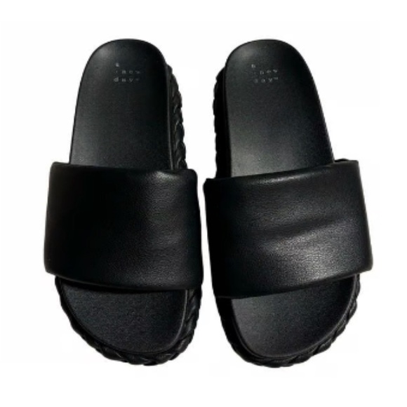 A NEW DAY PRIM BLACK BRAIDED PLATFORM SLIDE IN SANDALS SIZE 7 - Picture 8 of 12